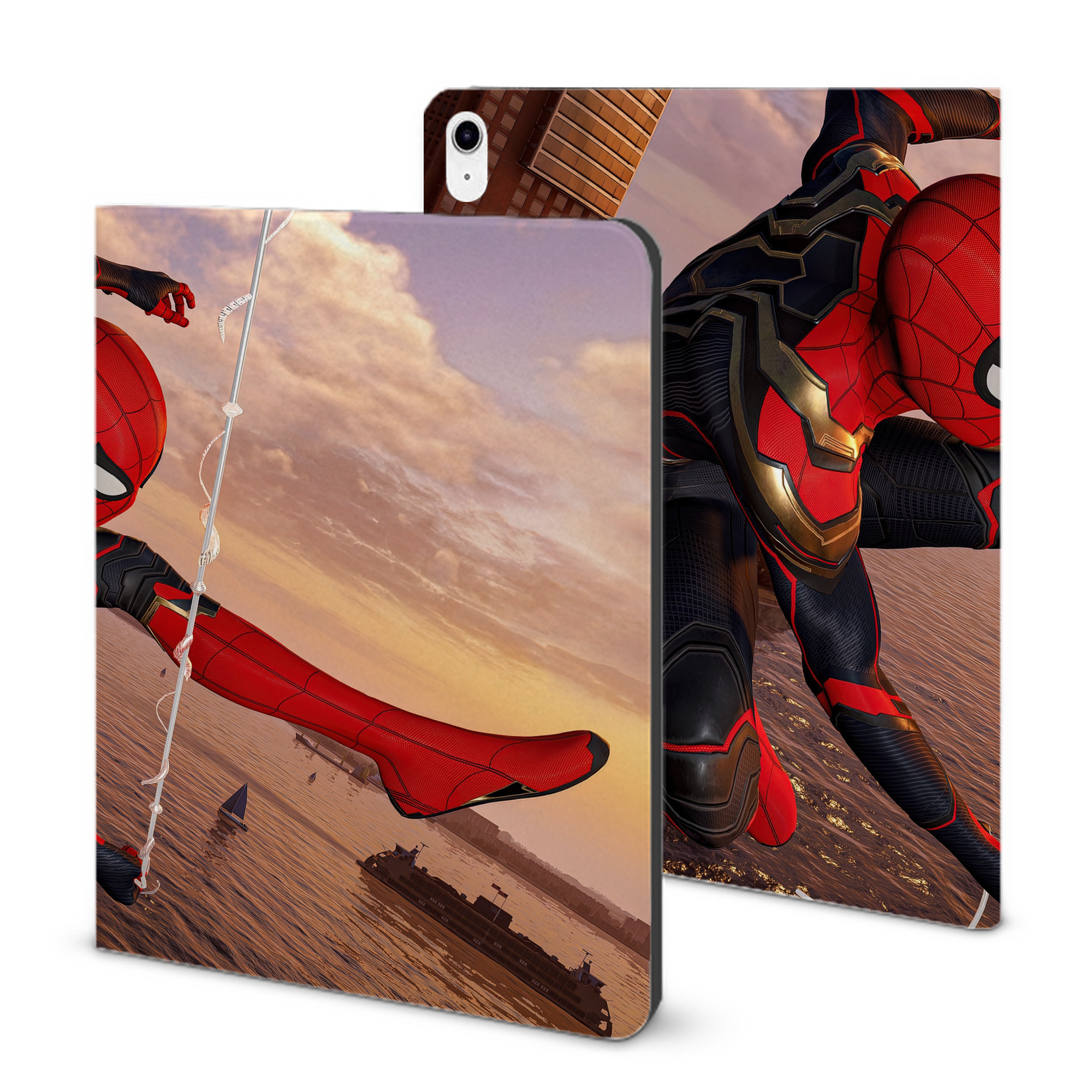 （画像用） Spider Man スパイダーマン IPad ケース ブック型 PUレザー TPU 耐衝撃 軽量 薄型 ペン収納なし 全面保護 IPad 各モデル対応